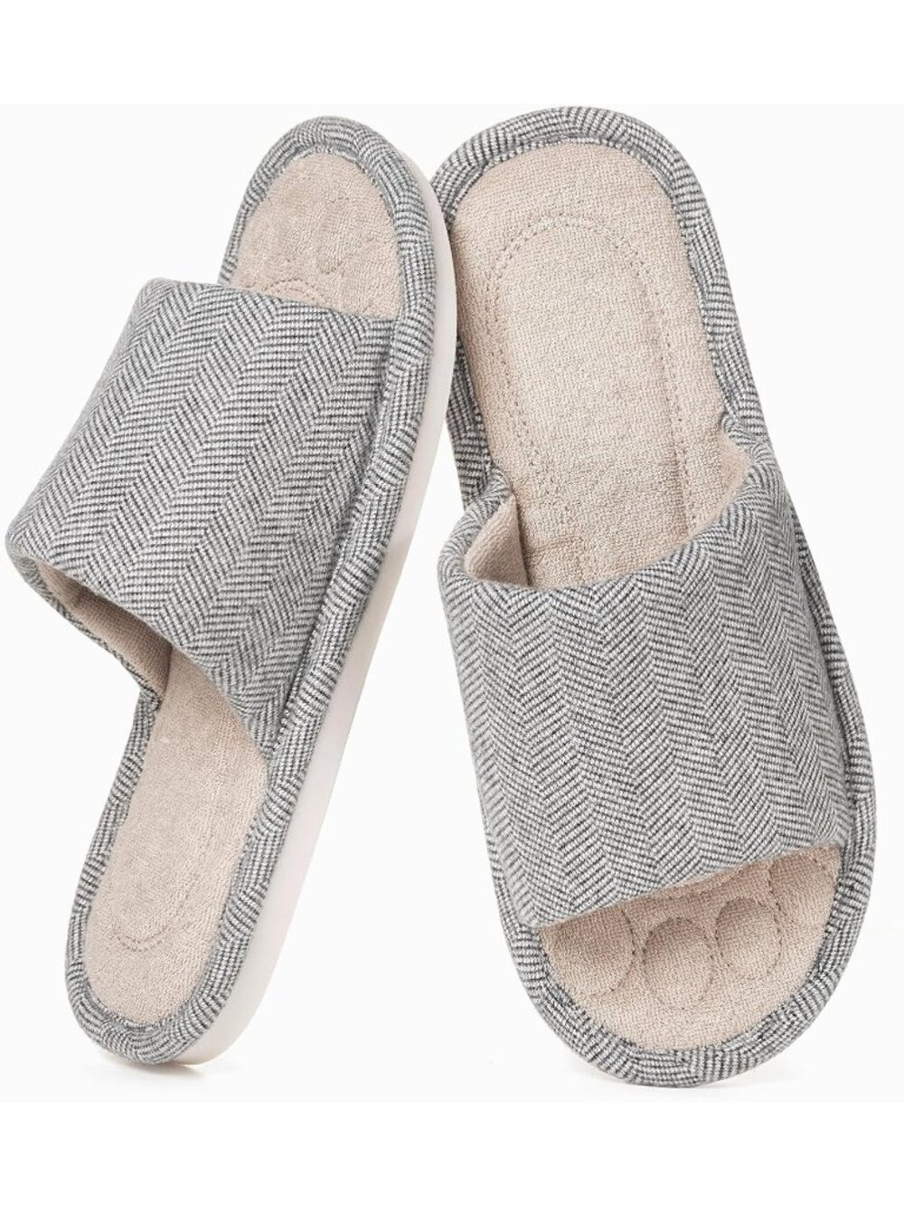 Men's Dark Grey Slippers Breathable Slip-on Indoor Slippers Washable Home Shoes
